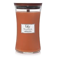 WoodWick Hourglass Candle, Pumpkin Butter Scented Candle, 21.5 oz., Large, Up to 130 Hours of Burn Time, Fall Candle, Soy Wax Blend with Crackling Wick for Smooth Burn, Halloween Candle