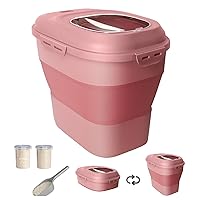20-50Lbs Food Storage Containers,Collapsible Rice Container with Wheel Airtight Locking Lid,Flour Storage Container with Small Food Container and Scoop,Suitable for Food,Rice,Pet Food,Flour