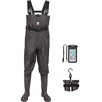 Bootfoot Chest Wader, 2-Ply Nylon/PVC Waterproof Fishing Hunting Waders with Boot Hanger for Men Women Green Brown