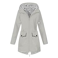 2023 Womens Rain Coat Waterproof with Hood Lightweight Casual Trench Coats Travel Hiking Jackets with Pockets