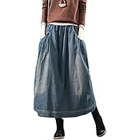MedeShe Women's Straight Midi Denim Skirt Cute Jean Pencil Skirt