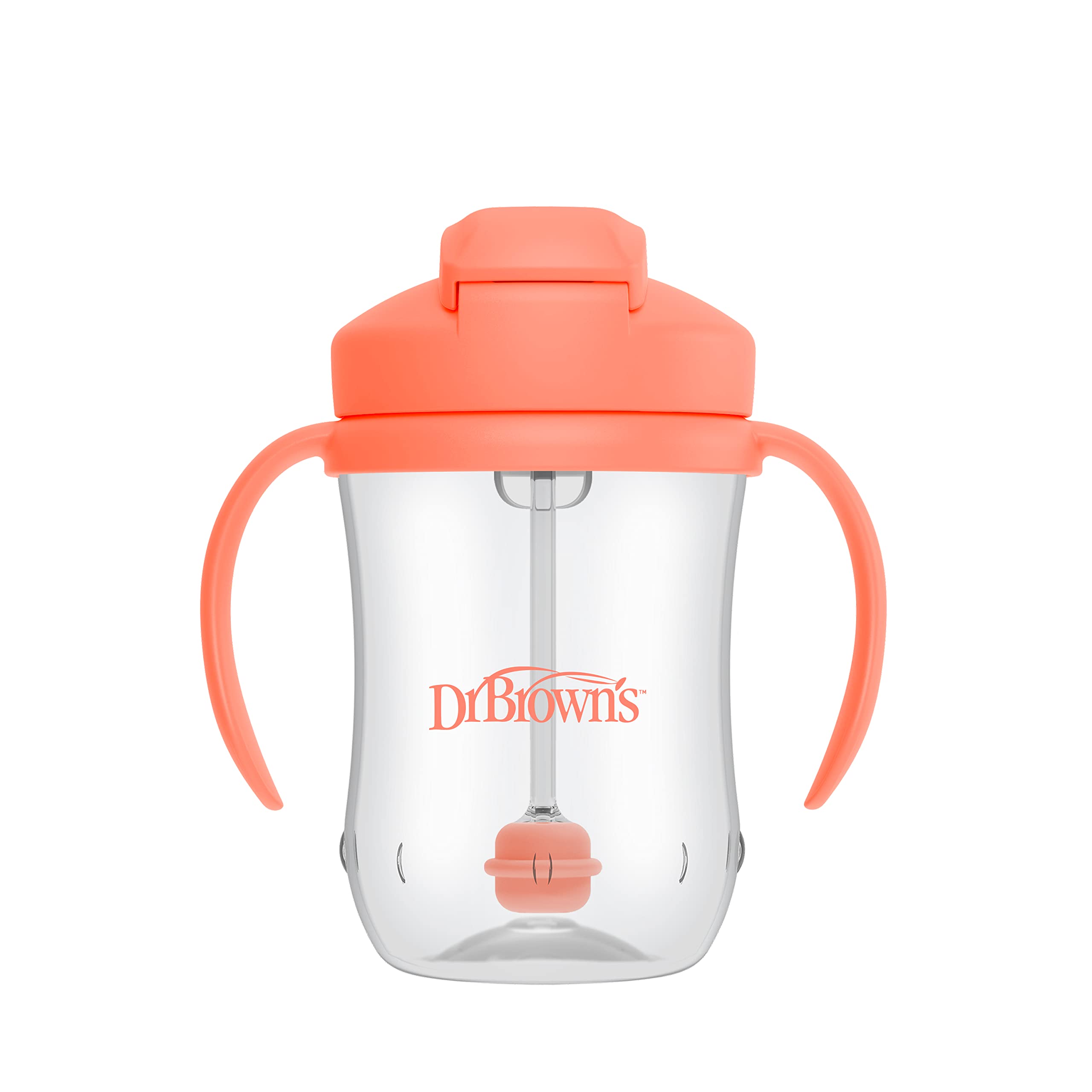 Dr. Brown's Milestones, Baby's First Straw Cup Sippy Cup with Straw, 6m+, 9oz/270ml, Coral, BPA Free