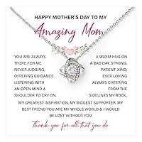 Happy Mother's Day To My Amazing Mom Necklace From Son Or Daughter, Love Knot Necklaces For Mom, Beautiful Mom Jewelry For Women With Lovely Message Card Amazing Gift Box