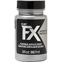 PlaidFX Metallic Flexible Acrylic Paint Ideal for Pliable Surfaces and Cosplay Costumes, Non-Cracking or Peeling, No-Tack, Durable, 3 oz, Chainmail