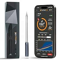 MeatStick 4X: Quad Sensor Smart Wireless Meat Thermometer 650 ft+ Range Bluetooth-Meat Probe for Smoker, BBQ, Oven, Grill, Kitchen, Rotisserie, Air Fryer, Deep Frying