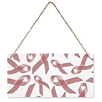 Pink Ribbons Uterine Cancer Awareness Wood Sign Plate Painting Wooden Plaque Sign Wall Art Hanging Decor for Home Farmhouse