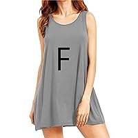 EFOFEI Women's Casual Plain Simple T-Shirt Loose Letter E Print Dress