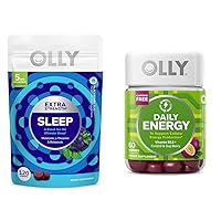 OLLY Sleep & Energy Gummies Bundle - Melatonin, L-Theanine, B12, CoQ10-120 + 60 Count