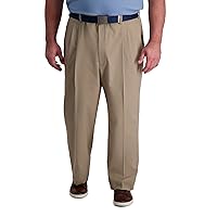 Haggar Men's Cool Right Performance Flex Classic Fit Pleat Front Pant-Reg. and Big & Tall Sizes