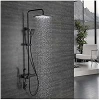 Thermostatic Shower Set Rain Shower Faucet Hot and Cold Black Shower Faucet with Bidet Spray Shower Mixer-Black