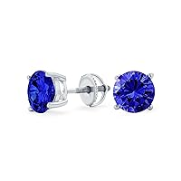 Round Solitaire Brilliant Cut AAA CZ Stud Earrings Screw back For Men Women Rose Gold Plated .925 Sterling Silver 5 6 7 8 9 MM