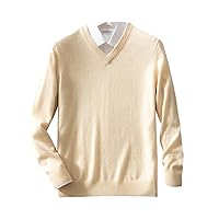 Men's Sweater Cashmere Knit Winter Warm Pullover V Neck Long Sleeve Sweater