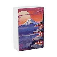 Mount Fuji and Cherry Blossoms in Japan Famous Landscape Cigarette Case for Men Women Flip Open Cigarette Box Pocket Holder for Home Travel