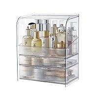MOOCHI Clear Large Cosmetic Makeup Organizer With High Drawer Water Proof PET Cosmetics Storage Display Case For Tall Perfume Bottle