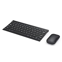 Rechargeable Wireless Keyboard Mouse Combo, Seenda Ultra Slim Small Compact Keyboard and Mouse with Long Battery Life for Windows Laptop Computer, Black