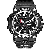 AIMES Watches for Men Sports Outdoor Waterproof Military Watch Date Multi Function Tactics Men's Watches Large Dual Display LED Alarm Stopwatch Wristwatch