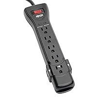 Tripp Lite 7 Outlet Surge Protector Power Strip, Extra Long Cord 25ft, Right-Angle Plug, Black, Lifetime Limited Warranty & $75K INSURANCE (SUPER725B)