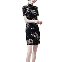 Women's Sundresses 2024 Fashion Black Improved Temperament Small Casual Cheongsam Summer Dress, S-XL