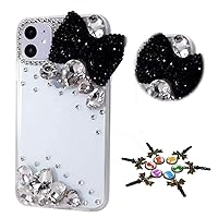 STENES Sparkle Phone Case Compatible with Samsung Galaxy Z Flip 3 5G Case - Stylish - 3D Handmade Bling Crystal Bowknot Rhinestone Crystal Diamond Design Cover Case - Black
