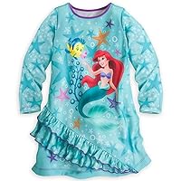 Disney Store Ariel Long Sleeve Nightgown Pajama Girl Size 7/8