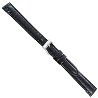 12mm Milano Silicon Black Genuine Leather Padded Stitched Watch Band Ladies 755
