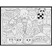 Large Kawaii Sweets Coloring Page, Candy Food, Jumbo Coloring book for kids and adults