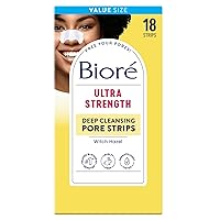 Bioré Witch Hazel Blackhead Remover Pore Strips for Nose, Clears Pores up to 2x More than Original Pore Strips, features C-Bond Technology, Oil-Free, Non-Comedogenic Use, 18 Count