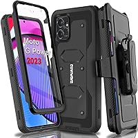 Aegis Series Case for Moto G Power 5G 2023, Full-Body Rugged Swivel Belt-Clip Holster Dual Layer Cover, Kickstand with Built-in Screen Protector, Black