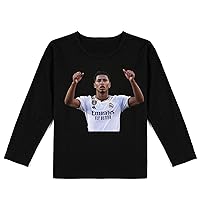 Little Kids Belingham Long Sleeve Pullover T-Shirt-Real Madrid Roud Neck Tees Lightweight Soccer Star Tops for Teens