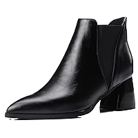 Women Cutout Casual Ankle Bootie Pull-on Pointed Toe Chunky Heel Stretch Boot