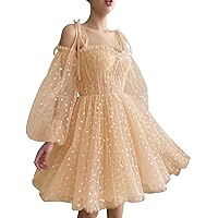 Women's Tulle Homecoming Dresses Puffy Sleeve Sweetheart Short Prom Dresses Party Gowns