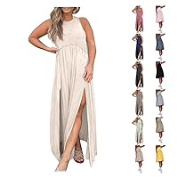 Women's Dresses for Fat Lace Patchwork Party Slit Casual Loose Maxi Long Dress Pretty Garden Dresses 2023, S-3XL