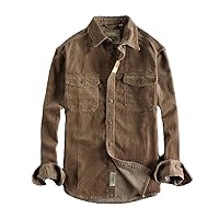 Vintage Washed Corduroy Long-Sleeved Shirt Men's Simple Loose-Fitting Winter Thick-Style Shirt Coat