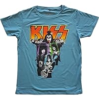 KISS Men's Neon Band Slim Fit T-Shirt X-Small Blue