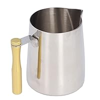Milk Frothing Pitcher,600ml Stainless Steel Espresso Steaming Pitcher With Detachable Handle,Milk Frother Cup,Espresso Accessories For Coffee Bar,For Cappuccino Hot Chocolate(yellow)