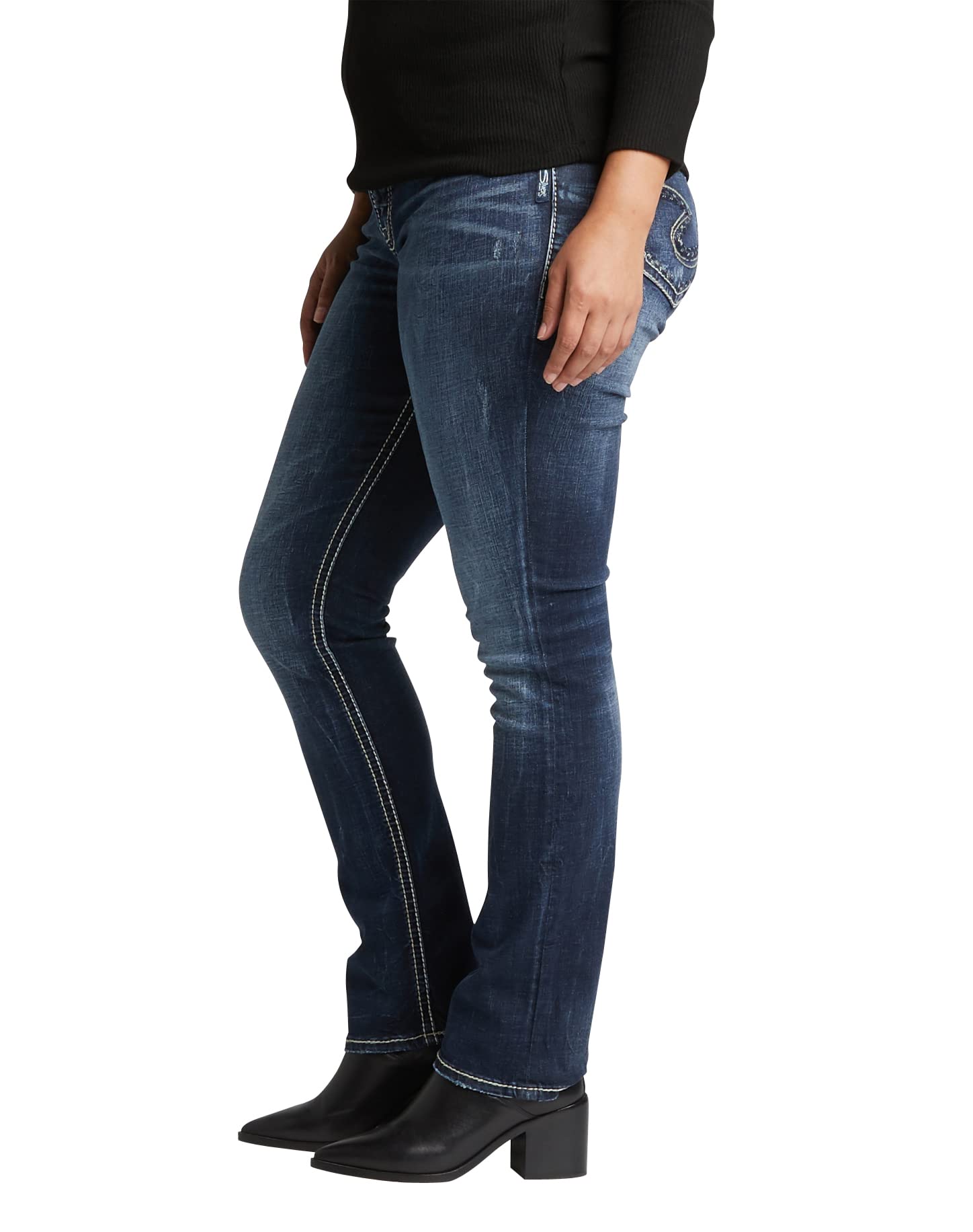 Silver Jeans Co. Women's Plus Size Suki Mid Rise Straight Leg Jeans