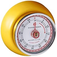 Zassenhaus Magnetic Retro Kitchen, Classic Mechanical Cooking Timer (Yellow), 2.75-Inch