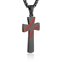 To My Son, Baseball Cross Necklace I CAN DO ALL THINGS Bible Verse Stainless Steel Necklace Christmas Birthday Gift from Mom Dad