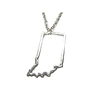 Silver Toned Indiana State Map Outline Pendant Necklace