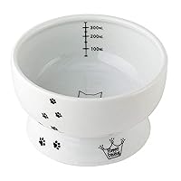 Necoichi Raised Cat Water Bowl, Elevated, with Measurement Lines, Dishwasher and Microwave Safe, No.1 Seller in Japan! (Cat, Regular)