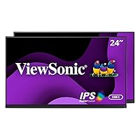 ViewSonic VG2455_56A_H2 24 Inch Dual Pack Head-Only 1080p IPS Monitors with USB 3.2 Type C with 90W Power Delivery, Docking Built-In, HDMI, VGA for Home and Office,Black