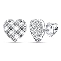 The Diamond Deal 10kt White Gold Womens Round Diamond Heart Cluster Earrings 1/2 Cttw