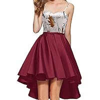Camouflage High Low Bridesmaid Dresses for Wedding Guest Spaghetti Straps