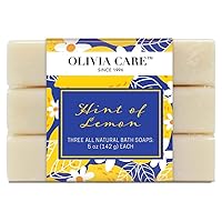 Olivia Care Lemon Bar Soap 3 Pack Natural, Organic - Infused with Amazing Citrus Lemon Essential Oil - Clean Energize Mind Body.- Moisturize, Hydrate - Makes Skin Soft & Silky - 3 X 5 OZ