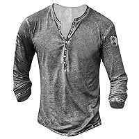Dudubaby Men's Long Sleeve Graphic and Embroidered Fashion T-Shirt Spring and Autumn Long Sleeve Printed Pullover