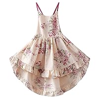 KISSOURBABY Vintage Floral Girls Dress Summer Casual Cotton Baby Dress