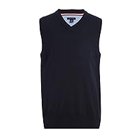 Tommy Hilfiger Little Boys Sleeveless V-Neck Sweater Vest, Kids School Uniform Clothes, Pullover, Navy, 4