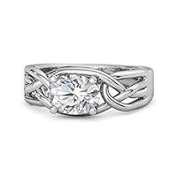 925 Sterling Silver 1.00 Ctw Moissanite Diamond Horizontal Set Engagement Ring Women's Jewellery