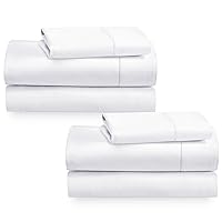 California Design Den 2-Pack Twin XL Sheet Sets Cotton - 400 Thread Count 100% Cotton Sateen - Soft, Breathable & Cooling Sheets, Wrinkle Resistant 2 Sets of Deep Pocket Bed Sheets - Bright White