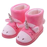 LA PLAGE Girls Unicorn Slippers Warm Plush Comfy Bedroom Bootie Slippers Boots(Toddler/Little Kid)